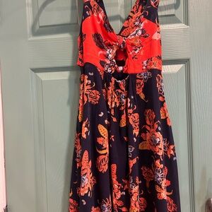 Free People Floral Sleeveless Dress - Orange and Black. Size S/P